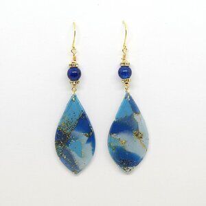 Blue Gold Stone Earrings
